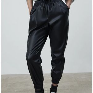 Faux Leather Jogging Pants